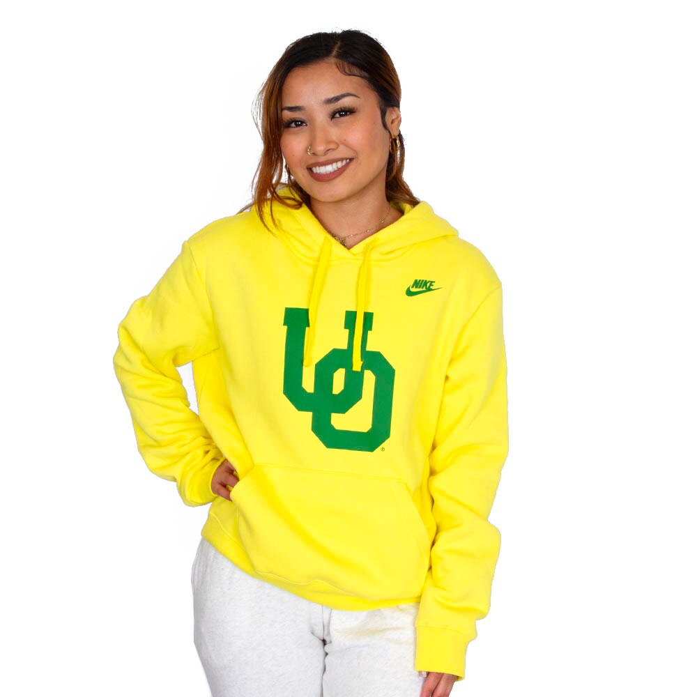 Interlocking UO, Nike, Yellow, Hoodie, Cotton Blend, Women, Pullover, Sweatshirt, 795251